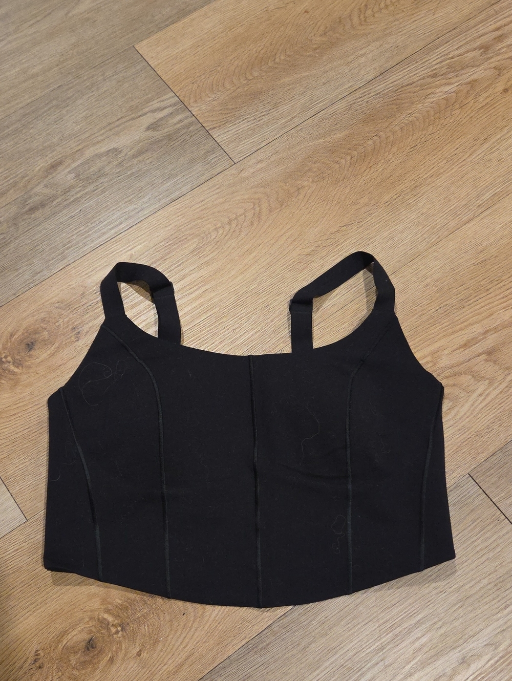 aerie Black Crop Bralette With Wide Straps